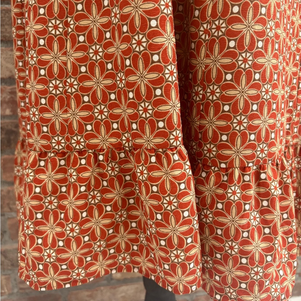 LOFT Terracotta Patterned boho chic, spaghetti strap summer Maxi Dress - Picture 7 of 8